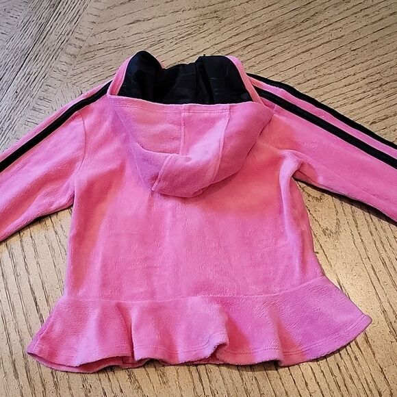 2T pink velour Hooded jacket Adidas 💖 - Picture 5 of 7